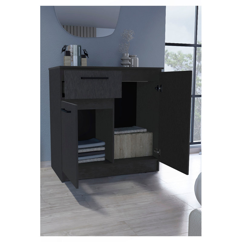 Commode Idaho avec armoires à 2 portes et tiroir, Noir