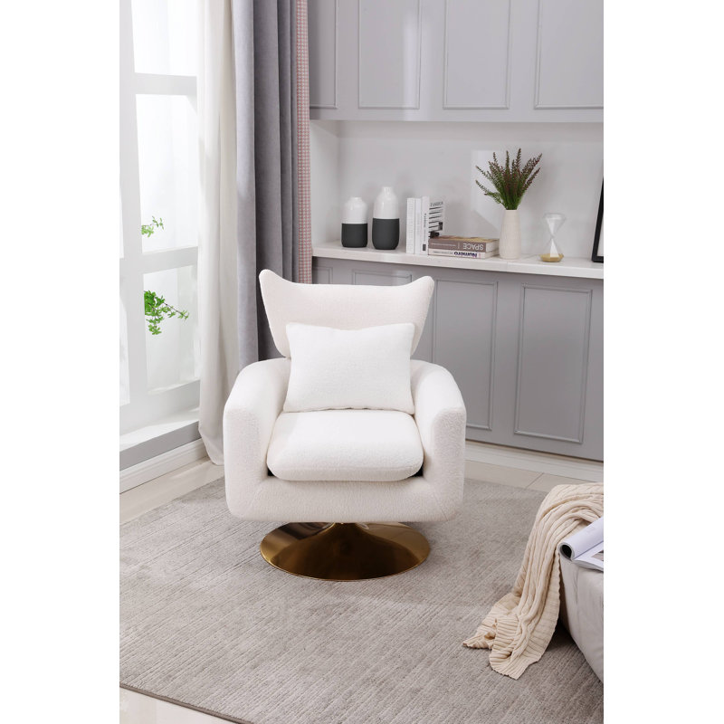 Fauteuil d'appoint pivotant à 360 degrés avec coussin, Ourson blanc
