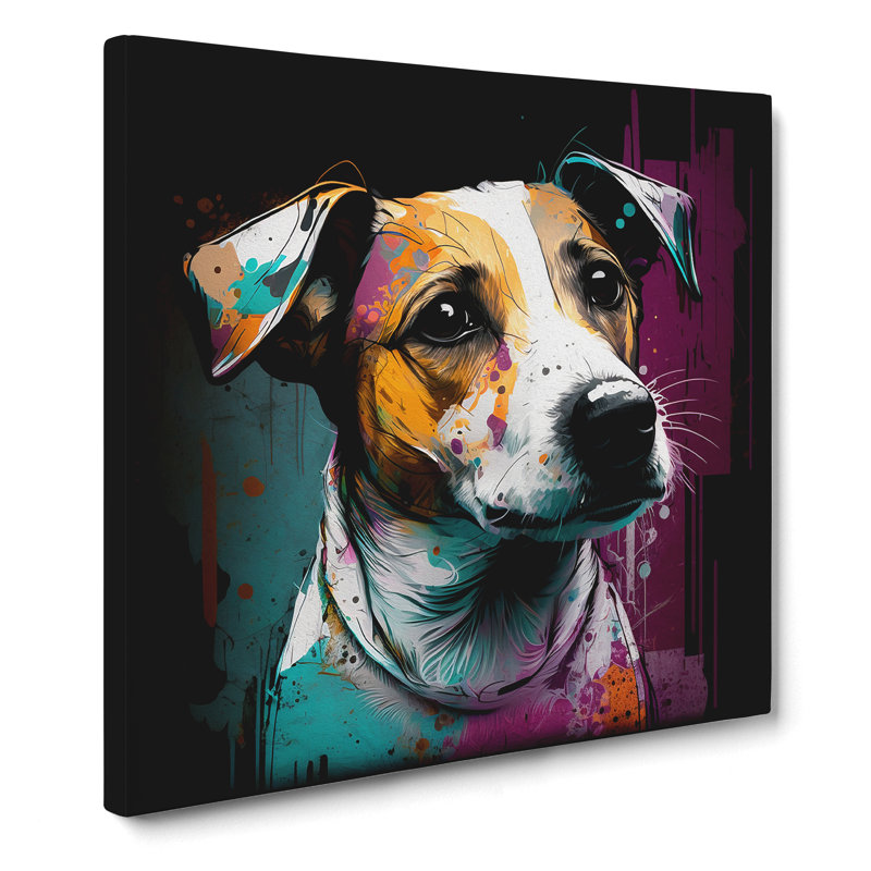 Jack Russell Graffiti Art - Wrapped Canvas, 35cm H x 35cm W x 3cm D