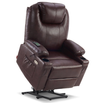 Fauteuil inclinable électrique avec massage et chaleur pour les personnes grandes et grandes, 3 positions, similicuir