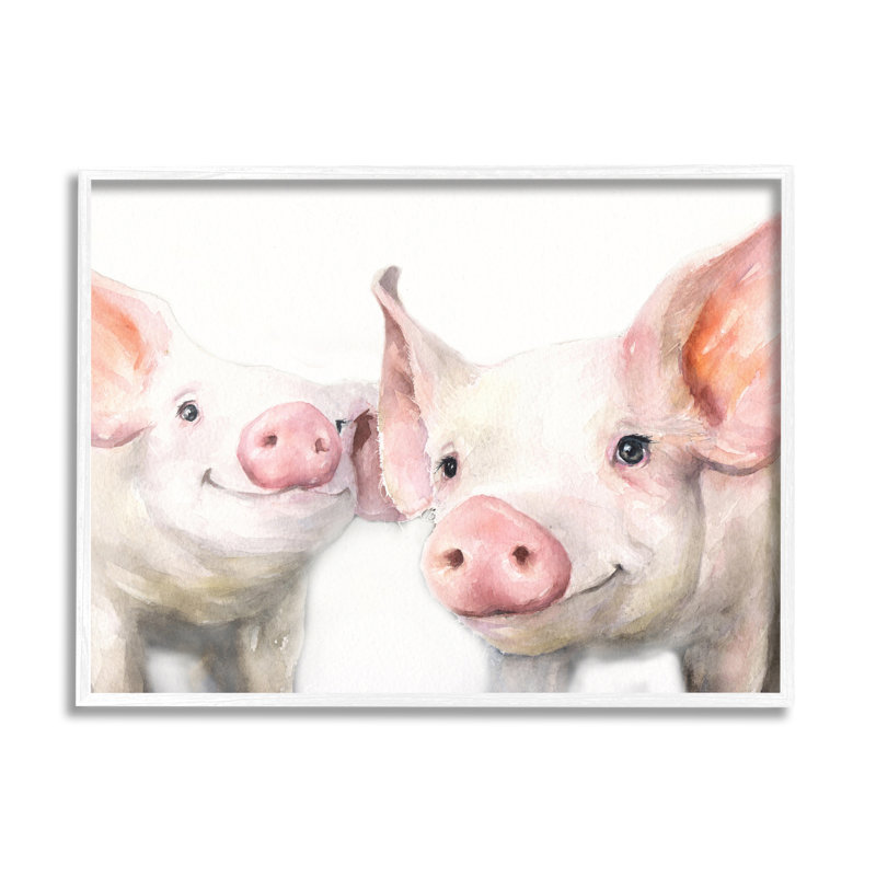 Paire de cochons roses, mignons animaux de la ferme, estampe numérique par George Dyachenko, L 20 po x H 16 po