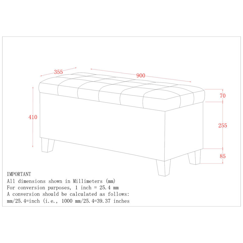 Upholstered Storage Standard, Polyester Blend Gray