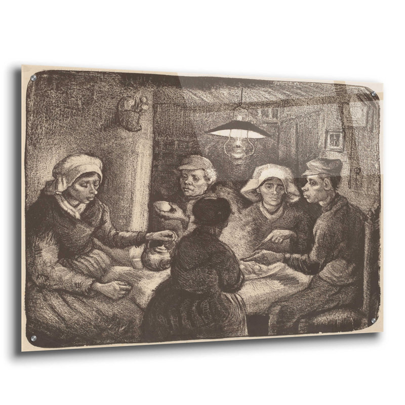 «Epat Art Eaters» par Vincent Van Gogh, art mural en verre acrylique, H 24 po x l 36 po x P 0,2 po