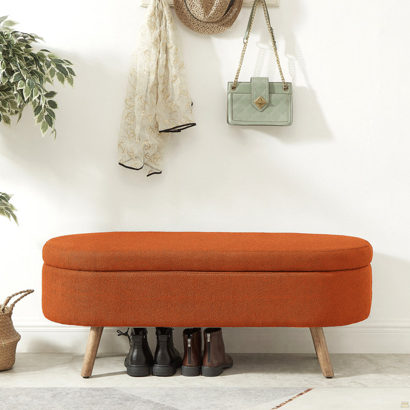 Banc de rangement avec repose-pieds ovale Luxury, Orange