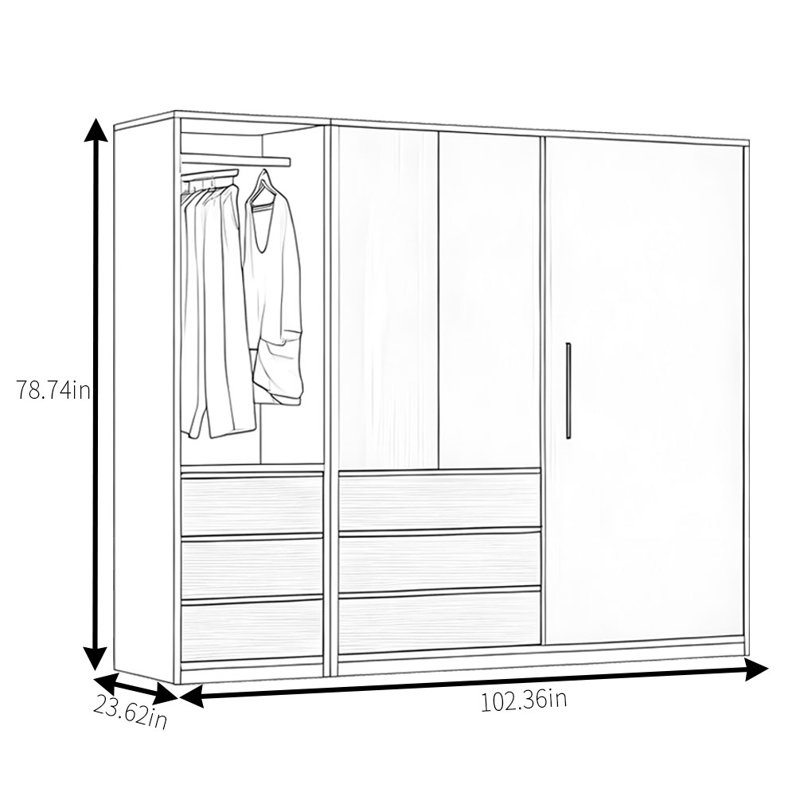 Garde-robe simple et classique, H 78,74 po x l 102,36 po x P 23,62 po