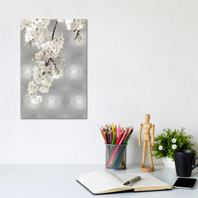 White Blossoms On Silver II by Kate Bennett - Wrapped Canvas Gallery-Wrapped Canvas Giclée, 30.48cm H x 20.32cm W