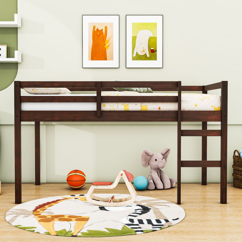 Karger Twin Loft Bed With Ample Storage, Low Height Design, Safety Guaranteed, Espresso