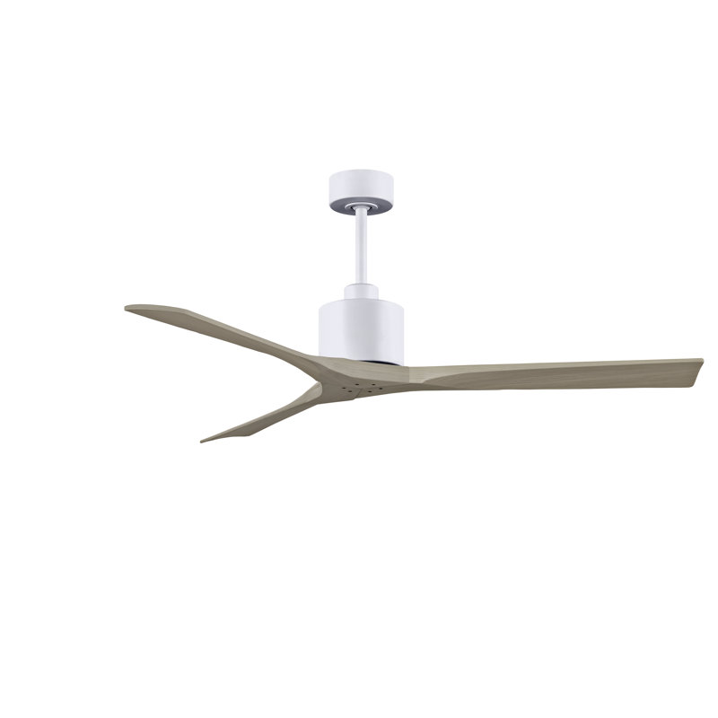 Nan Ceiling Fan In Textured Blades, Matte White, Gray Ash Tone, 52"