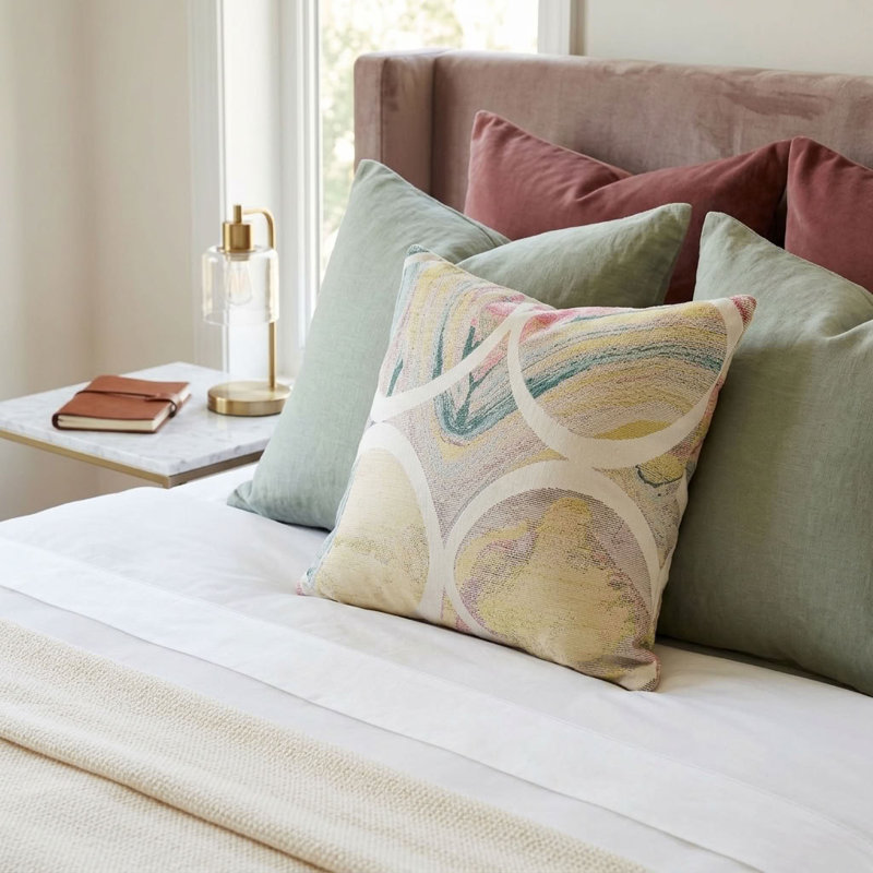Lake Geometric Outdoor Reversible Throw Pillow, 18" x 18"