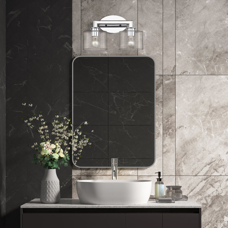 5 Light Polished Chrome Extra Large Vanity Sconce With Mouth Blown Clear Glass, Polished Chrome, 2