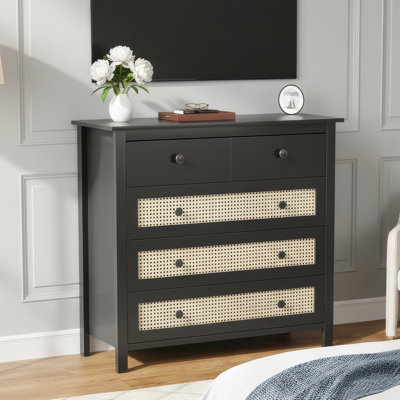 Armoire de rangement moderne en rotin avec 4 tiroirs