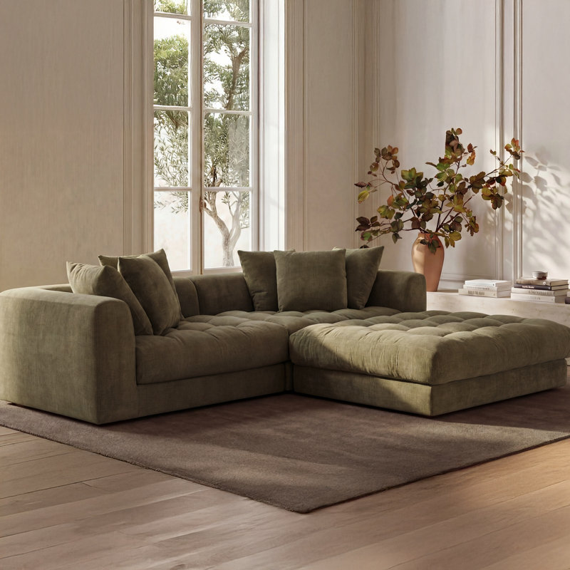 Canapé modulaire Lisbon Davie Nook Olive, Green Polyester, 30.7" H x 104" W x 87" D