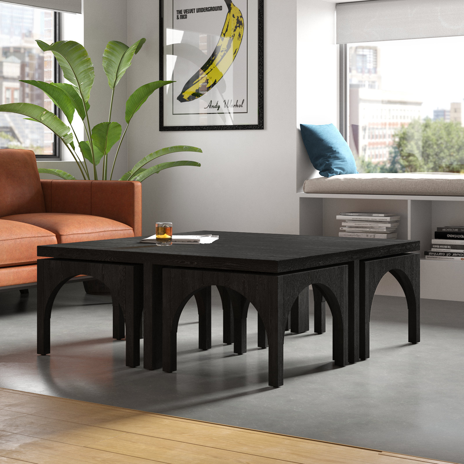Calio Nesting Coffee Table, Black Oak Veneer