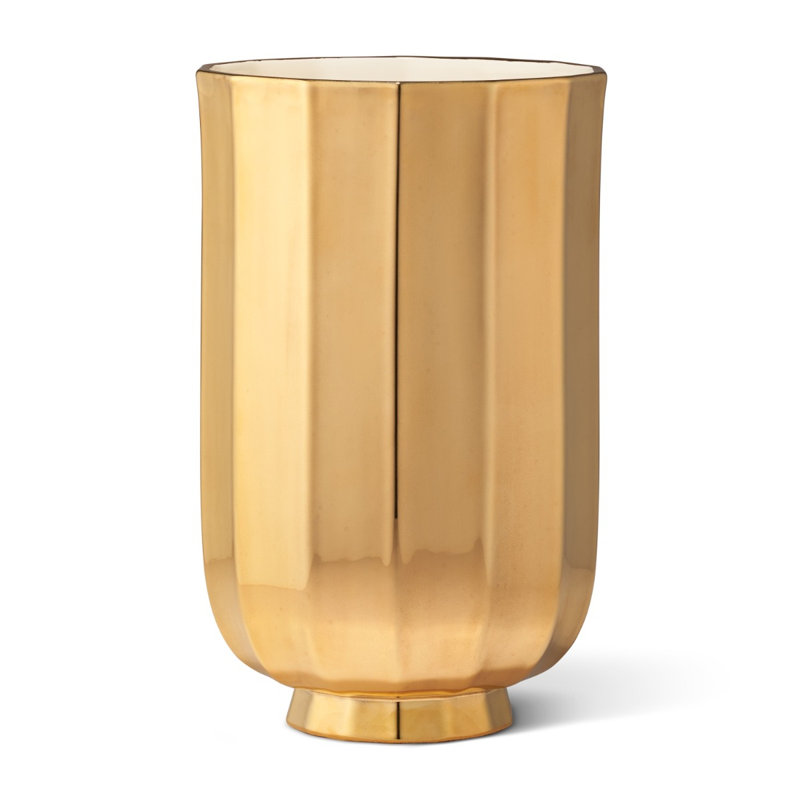 Delmara Ceramic / Porcelain Table Vase, Gold