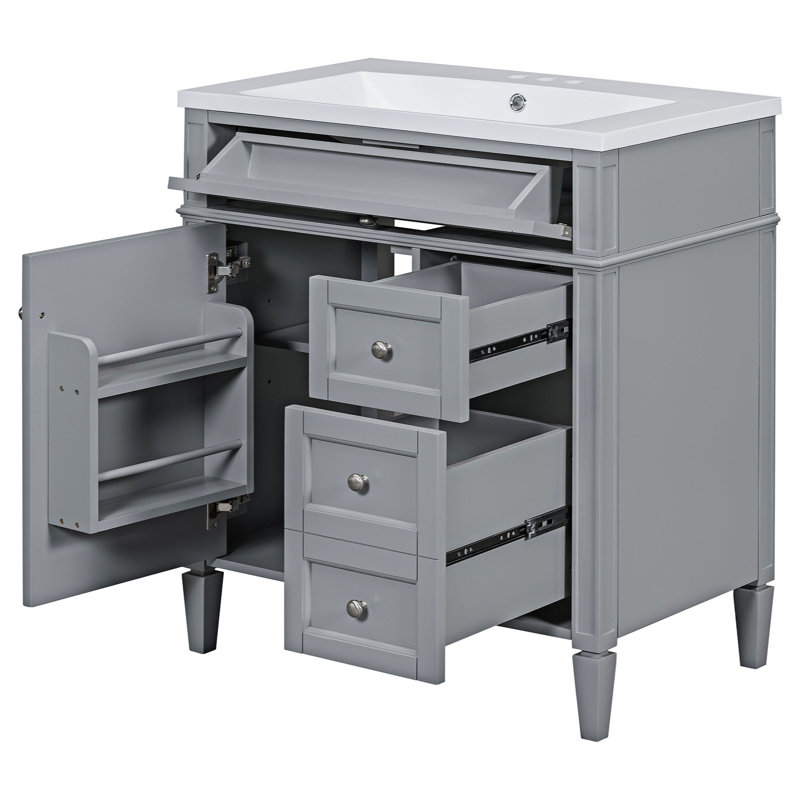 Rhorer 30'' Single Bathroom Vanity with Resin Top, Gray
