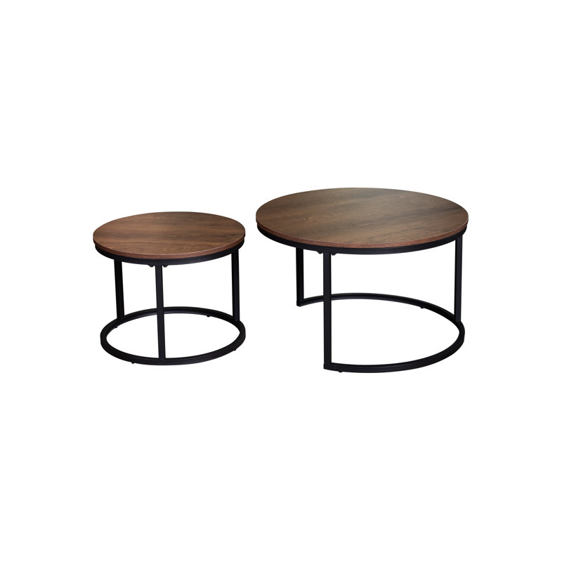 Maag Frame 2 Piece Nest Coffee Table Set, 70, Brown Wooden, Black