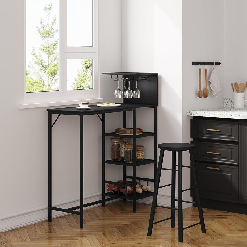 Javor Metal Base Dining Table, Black, Black