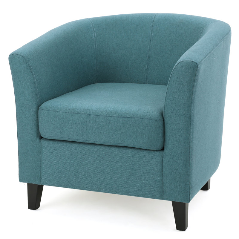 Dorset 29" Wide Barrel Chair, Dark Teal Polyester Blend, Black