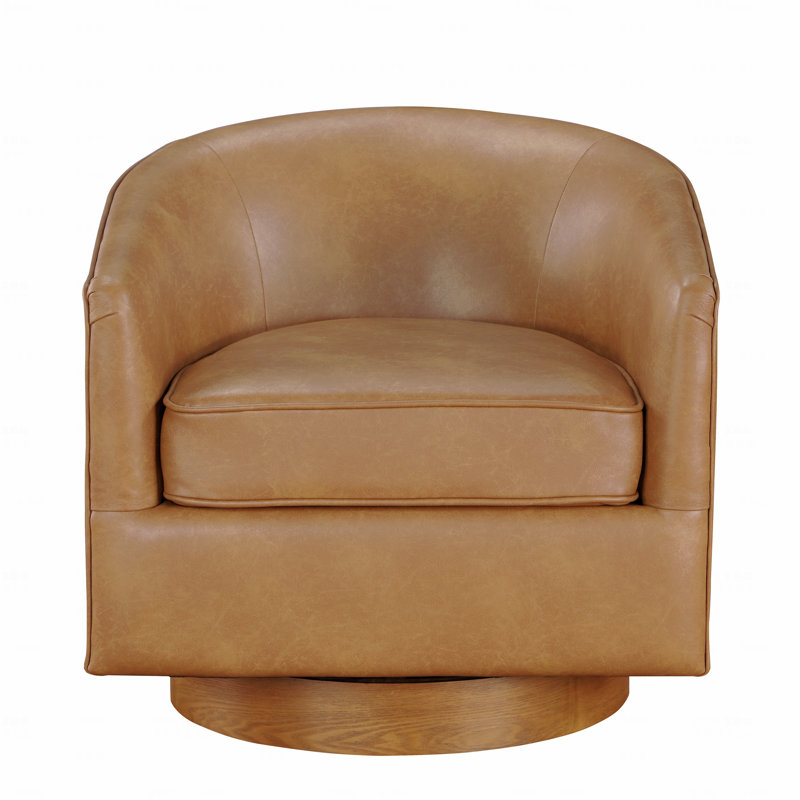 Fauteuil pivotant en similicuir Saddle, Brun