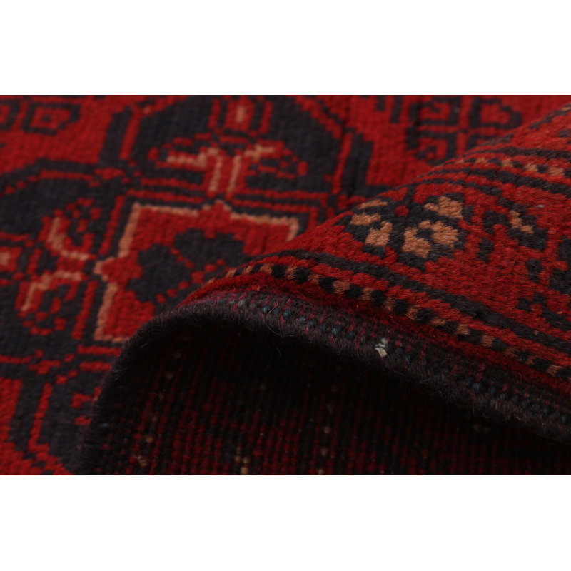 Tapis de zone en laine rouge 3 pi 2 po x 4 pi 11 po à main one-of-kind-noué la 2010s esari turque Allaina