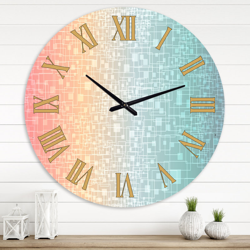 Horloge murale moderne Cubist Pastel, Médium