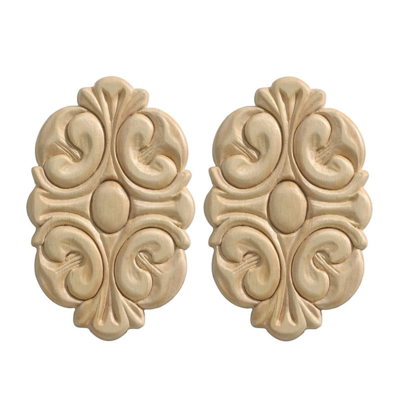 Unfinished Birch Wood Scroll Applique Set for Interior Decor