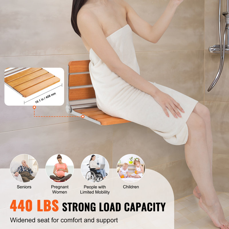 Pietrzyk 6.1'' W Solid Wood Shower Bench