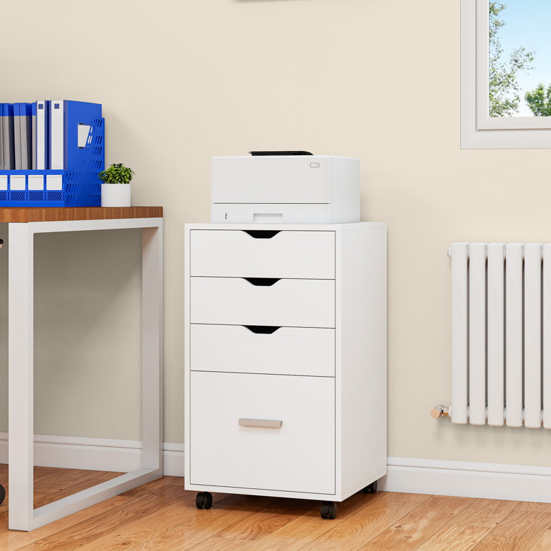 Navena 42cm Wide 4 -Drawer Mobile File Cabinet, 4 Wheels Filing Cabinets for Home & Office