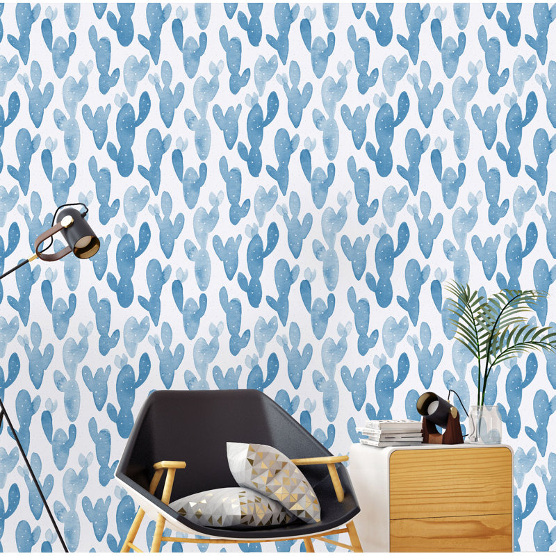 Peel & Stick Floral Roll, Blue, 16.67" L x 25" W
