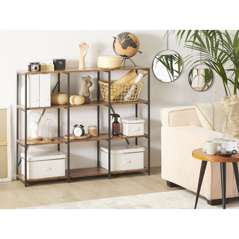 Drummans 102cm H x 120cm W Steel Etagere Bookcase