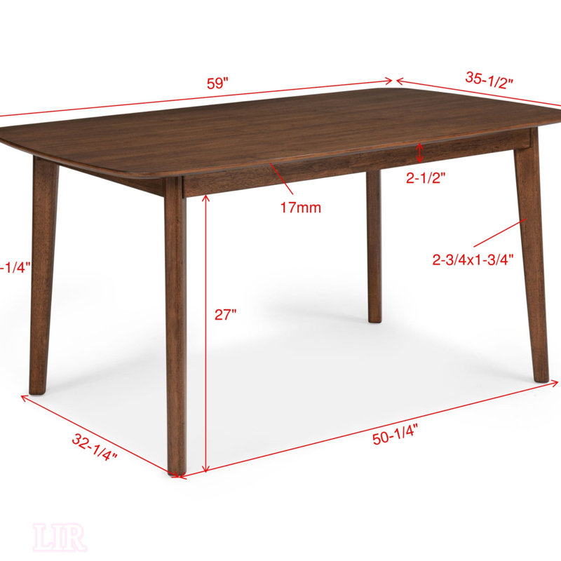 Ensemble de salle à manger 7 pièces Mid-Century, 7 pièces : table, 6 chaises