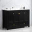 Meuble-lavabo noir 48 po avec lavabo en céramique, 4 portes à fermeture en douceur et 2 tiroirs, armoire en bois massif, évier fonctionnel intemporel pour lavabo décoratif, lavabo facile d'entretien