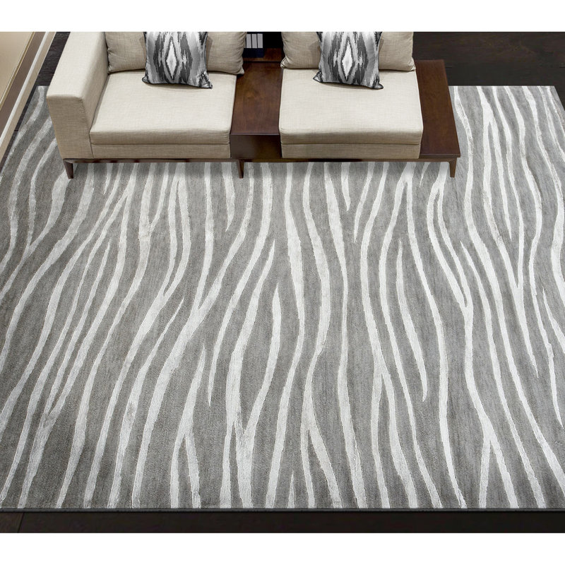 Himalayan Animal Print Area Rug in Gray, Rectangle 9' x 11'9"