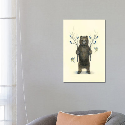 Ours avec des oiseaux par Neil Thompson - Giclée sur toile tendue avec châssis
