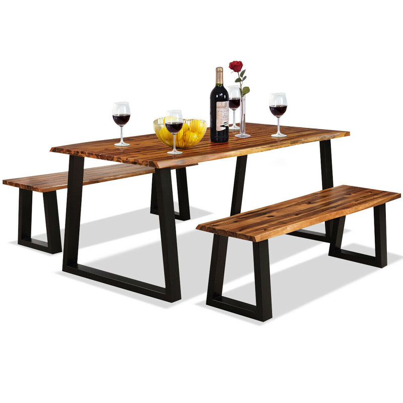 Serra 4 - Person Acacia Patio Dining Set with Rectangular Table