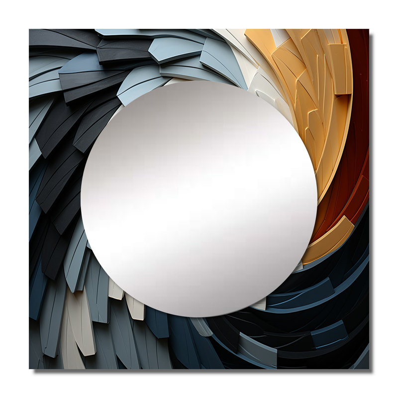 Grand miroir carré géométrique à spirale géométrique III, 23 po x 23 po