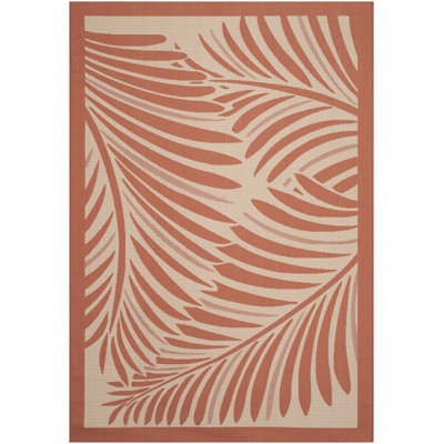 Tapis floral beige / terracotta