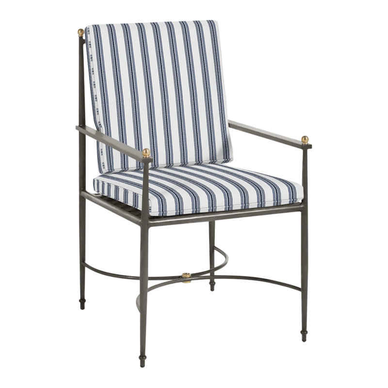 Roma Wrought Aluminum Outdoor Arm Chair, Welt, Perigold Excel Denim