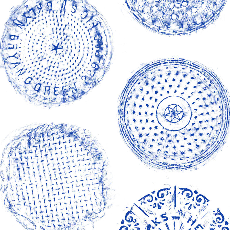 Brooklyn Manhole, China Blue/White, Paper