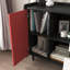 Buffet Buffet, armoire de rangement noire avec portes rouges, 2 tiroirs avec panneau unique et 2 compartiments de rangement ouverts, armoire de bar moderne pour la cuisine, la salle à manger,-245157814