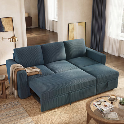 L-Shaped Sectional Sleeper With Storage Blue