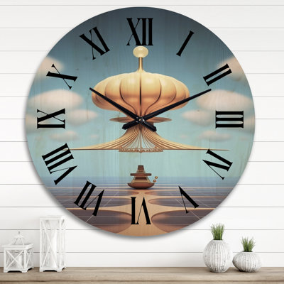 Infinite Possibilities Minimal Surrealistic - Abstract Landscape Oversized Wood Wall Clock