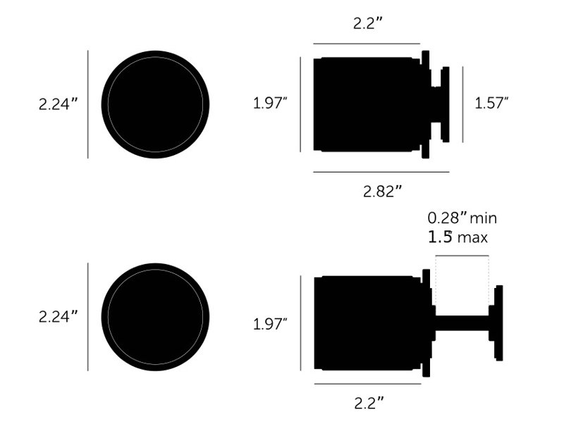 Cylindrical Knob with Round Rosette, Steel