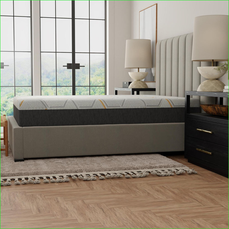 Matelas pour lit de bébé divisé 12 po en mousse viscoélastique gélifiée rafraîchissante avec support en bord et amp; Base de grille d'air | Gris | Mousse