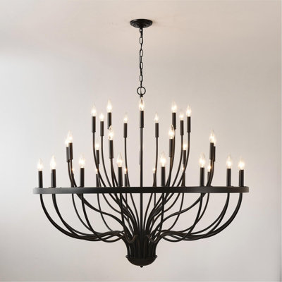 47in Black Farmhouse  Chandelier