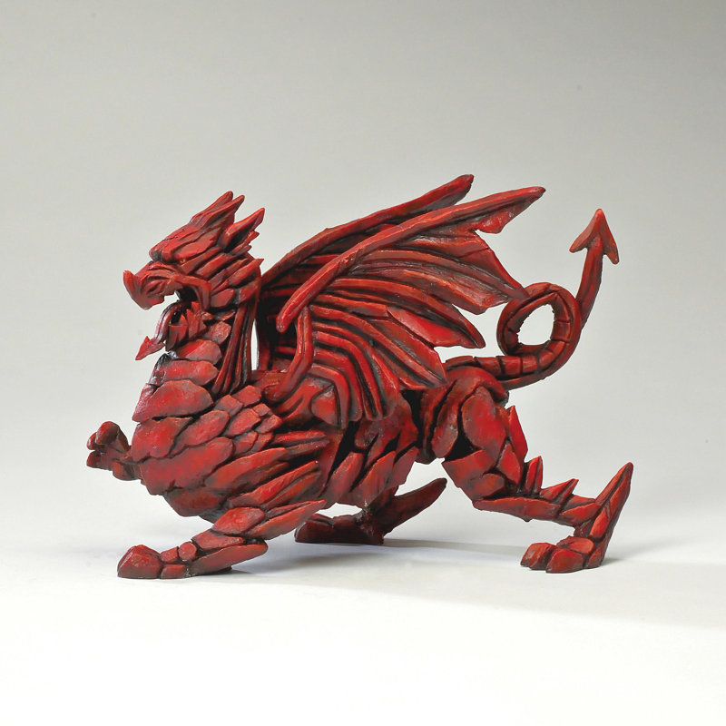Red Resin Fantasy Dragon Sculpture