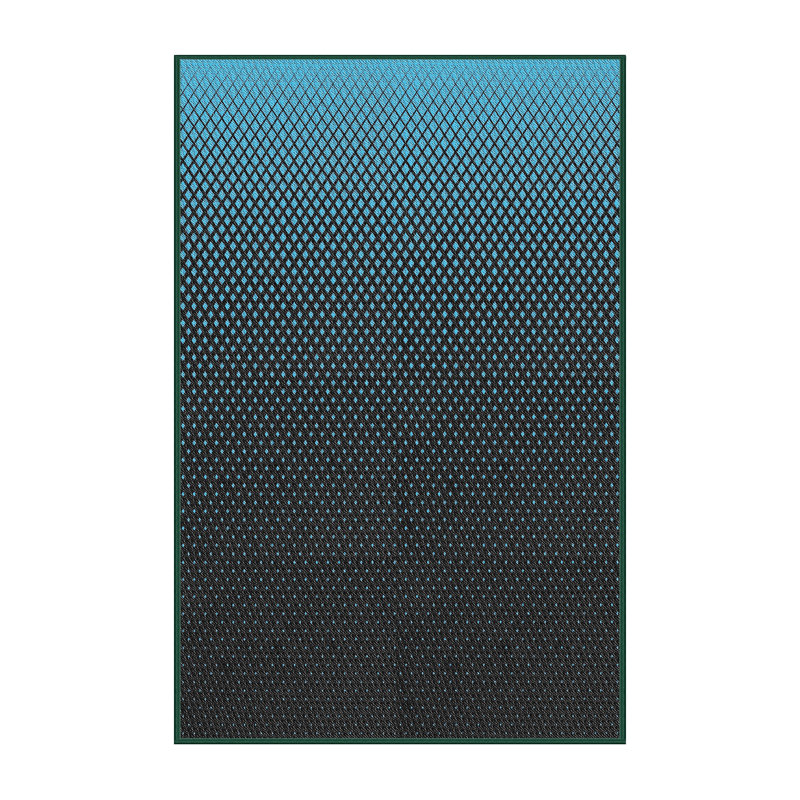 Tissé à la machine en laine et polyester bleu/noir Tapis décoratif, Rectangle 2 pi x 5 pi
