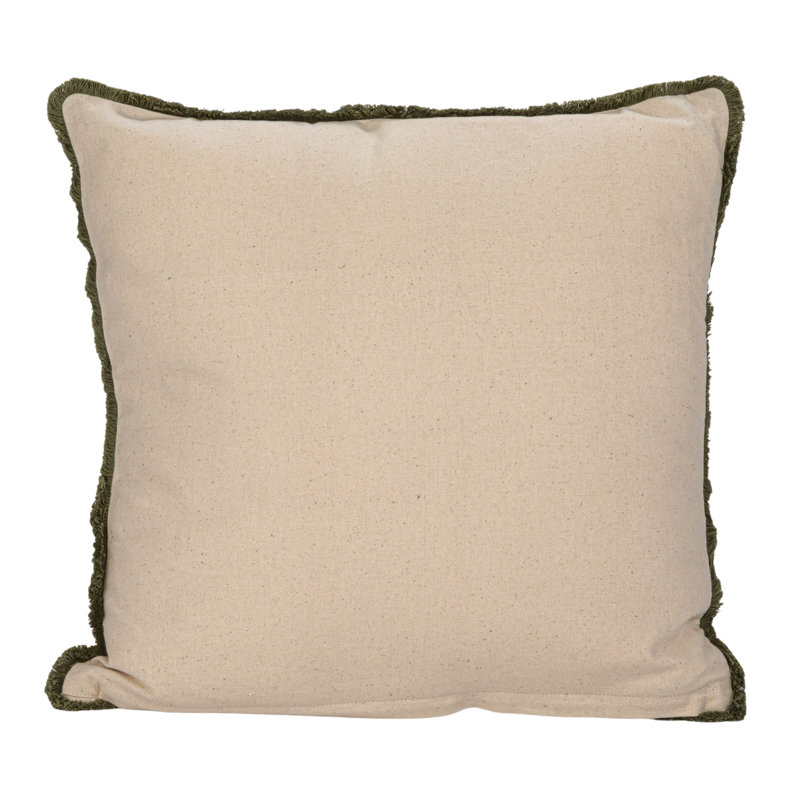 Multicolor Cotton Slub Embroidered Square Pillow