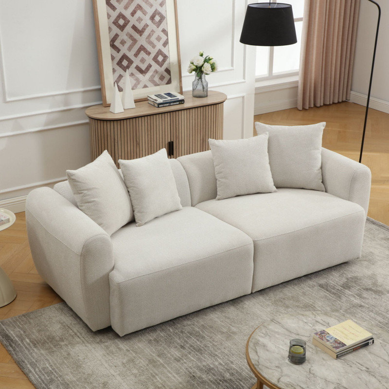 83'' Wide Uphostered Square Arm Sofa, Beige