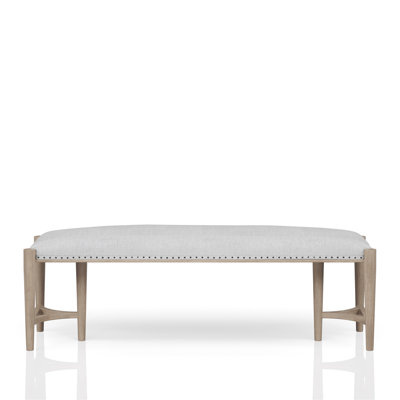 Exquisite Detail Sand Coloured Bench, Upholstered Seat, Triad Bases Quality Bases, Superior Craftsmanship